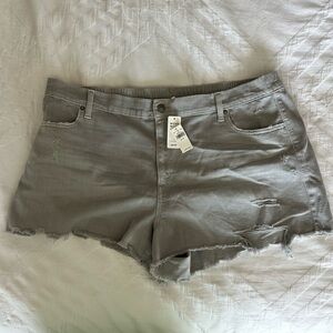 Aerie Gray Distressed Jean Shorts